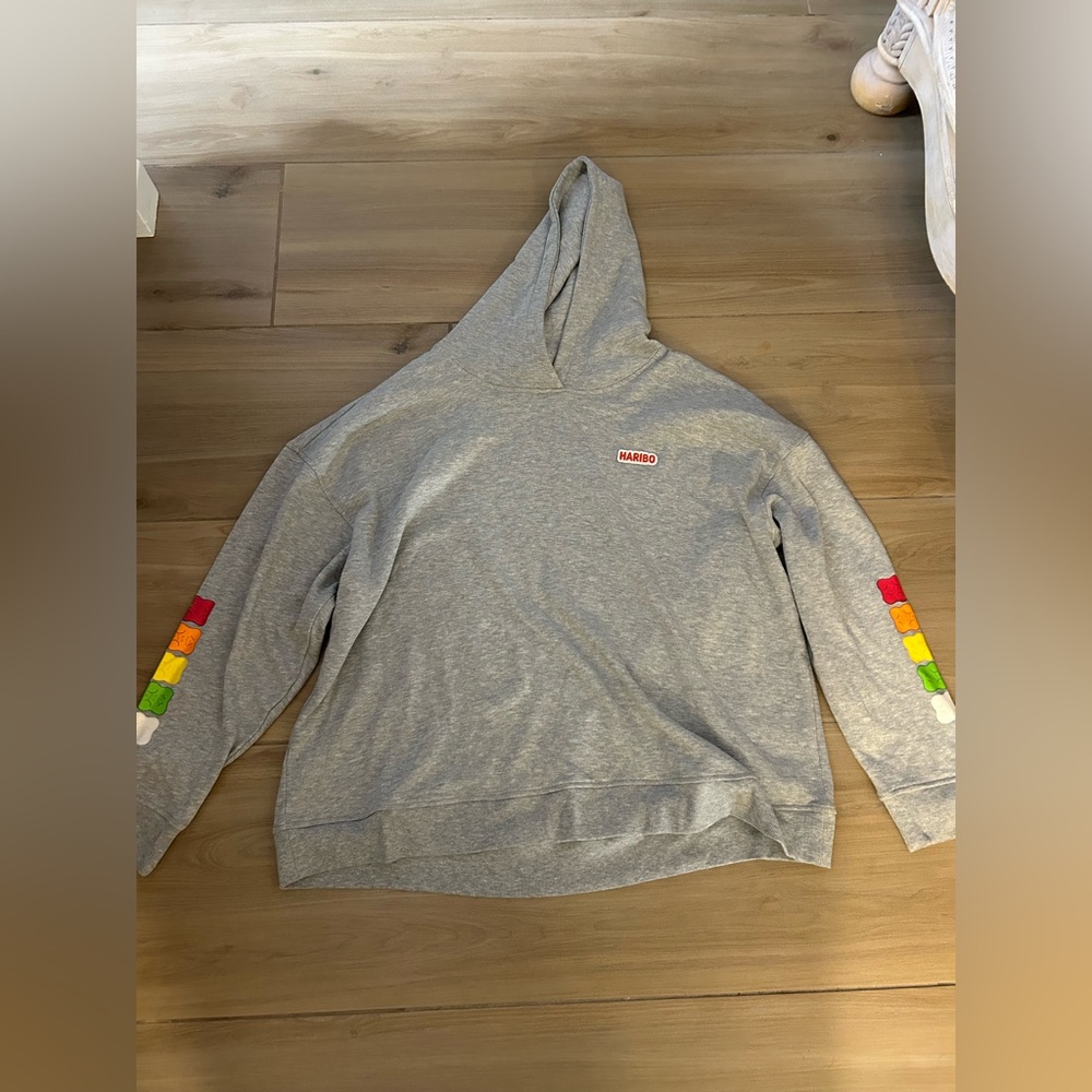 NEW Haribo Long Sleeve Fleece Lined Oversized Gray Pullover Hoodie 2X $49